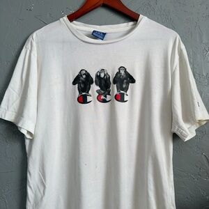 Champion White Tee with Monkey Graphic